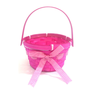 Holiday Home 7in Solid Bamboo Basket - Pink 7 in, 2 pack