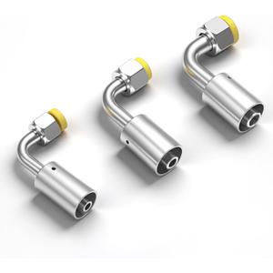 3PCS Air Conditioning #6#8#10 Sliver AC Fitting Set Female Oring Beadlock 90 Degree (90 degrees)