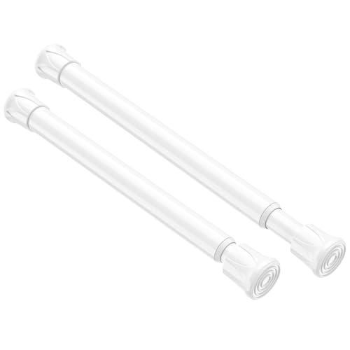 QINGYUN 2 Pack Small Spring Tension Curtain Rod 8 to 12.5 Inch, Thin DIY Tension Rods No Drill for Slim Window Cupboard Closet Sidelights, White