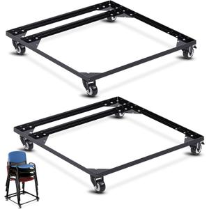 Daisyinner 2 Pcs Metal Stacking Chair Dolly, 330 Lbs Steel Cart with Wheels