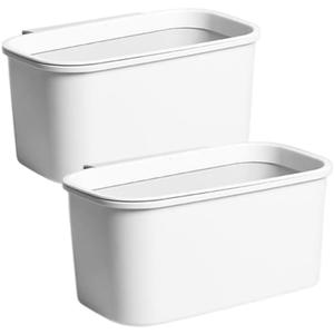 Rikyo 2 Pack White Hanging Cup Holders,10x5x4.5 Trolley Basket Storage, Rolling Cart Accessories Hanging Buckets Hanging Bins, Storage Bucket, Make Up Pencil Holder, Kitchen Storage Container