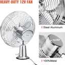 12V Fan RV|Truck Cooling Heavy Duty 8" Metal Car Fan Bus|Boat|Forklift|Car|Camper|Lawn|Mower|Tractor 2-Speed Silver