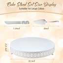 Wenqik White Cake Stand 18 Inch Metal Round Cupcake Dessert Wedding Cake Stand with Cutting & Spatula Cookies Display Holder Fruit Serving Tray for Table Wedding Birthday Anniversary Party