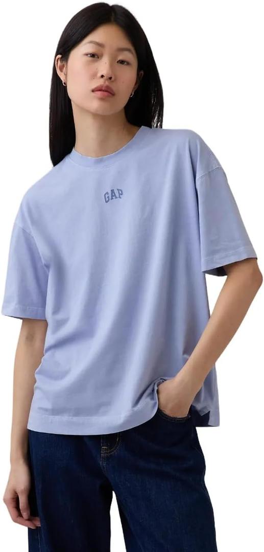 GAP Women's Short Sleeve Oversized Vintage Tee, Sky Blue (Large)
