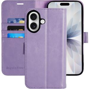 MONASAY Wallet Case for iPhone 17 6.3 inch,Magnetic Flip Cover with Card Holder Slots and Kickstand RFID Blocking Shockproof PU Leather Folio Compatible with iPhone 17 Phone Case, Lavenders