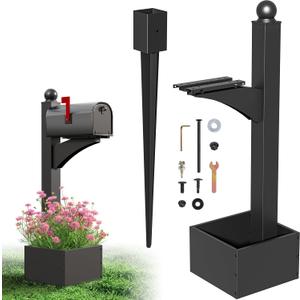 56" Decorative Mailbox Post with Planter Box for Outside | For Outside, Tall Decorative Mount, Decorative Post w/Flower Box, Architectural Post