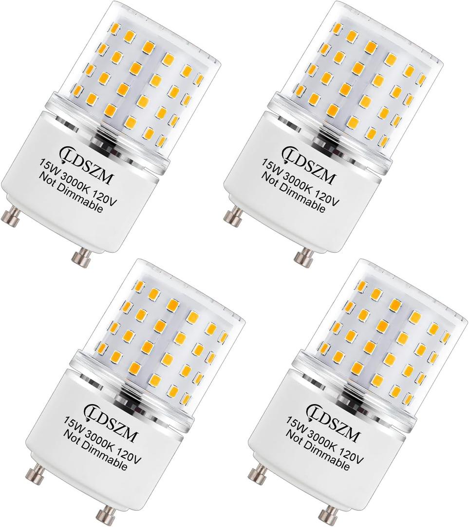 GU24 LED Bulb,15W GU24 LED TwistLock Bulbs Non-Dimmable GU24 LED Ceiling Fan Light Bulb,120 Watt Equivalent 1200lm Warm White 3000K, Squat GU24 LED Light Bulbs Replacing CFL 2 Pin Light Bulbs,4-Pack