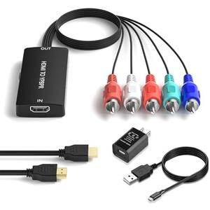 Dingsun HDMI to Component Converter HDMI to YPbPr Component RGB + R/L Audio Adapter Support 720/1080P, HDMI Converter for Apple TV, PS3/PS4, WII, Xbox, Fire Stick, Roku, DVD Players ect.
