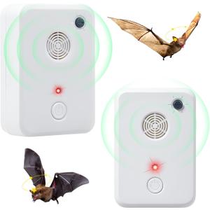 Upgraded Ultrasonic Bat Repellent for Attic, 2 Pcs Bird Repeller Deterrent Devices Indoor Use,Plug in Bats Keep Away Reject Repelling System Removal Exclusion Device for House Porch,Human and Pet Safe
