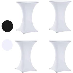 Tina's 4 Pack 36x43 Inch Highboy Spandex Cocktail Table Covers, White, Fitted Stretch Cocktail Table Tablecloth for Round Tables