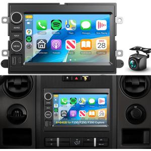4+64G 7 Android Car Stereo for Ford F150 F250/F350 2004-2016, Plug&Play Wireless CarPlay Android Auto DSP 32EQ,IPS Touchscreen, GPS, Backup Camera for Explorer Mustang Escape Fusion F250 Radio