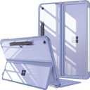 Fintie Hard Case for Microsoft Surface Pro 12 Inch 1st Edition (2025) - Shockproof Folio Rugged Cover with Clear Transparent Back Shell Compatible with Type Cover Keyboard (Violet)