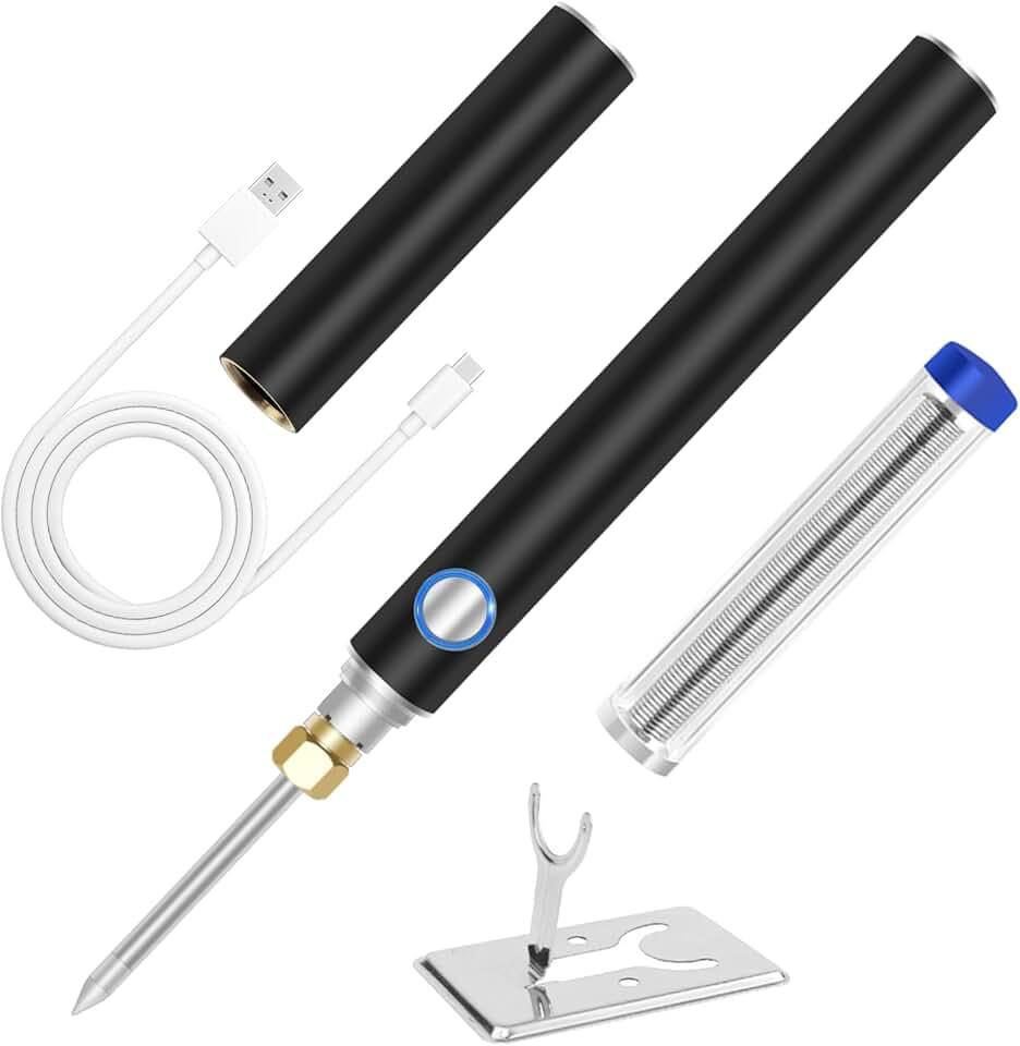 Cordless Soldering Iron Kit, ELMCONFIG 1100mAh USB Wireless Electric Soldering Gun Pen, Portable and Rechargeable for Home Appliance Repair, Electronic Components, DIY, Black