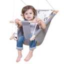 Canvas Baby Swing for Infants to Toddlers,Indoor Outdoor Wooden Hanging Swing Seat with Safety Belt and Mounting Hardware, Suitable for Ages Up to 3,Cute Animal