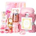 Birthday Gifts Basket for Women Mom Her Sister Grandma, Get Well Self Care Gift For Friend, Relax Spa Set-Luxury Flannel Blanket Rose Flower, Wife Gift Mothers Day Christmas Valentines Jeowoqao