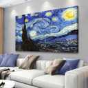 Starry Night, Vincent Van Gogh Canvas Wall art, Classic Paintings Framed Pictures Poster, Abstract Artwork Prints for Home Decor 24"x36"