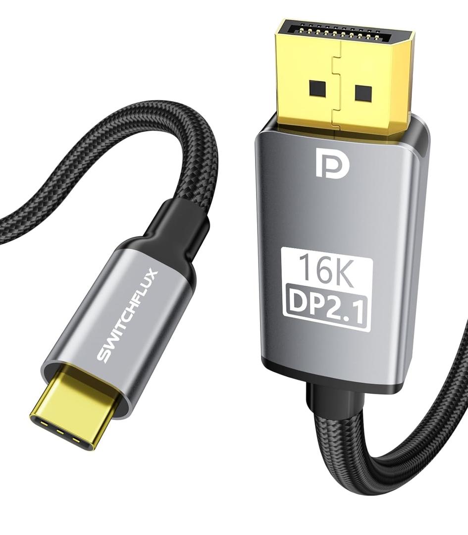 USB C to DisplayPort 2.1 Cable [16K@30Hz 8K@120Hz 4K@240Hz] 40Gbps Type C to Display Port Cord Thunderbolt 4/3 Compatible with iPhone 16/15 Pro Max, MacBook Pro/Air, iPad, Mac mini - 6FT