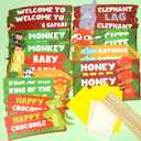 HOWAF 20pcs Jungle Safari Party Sign, Jungle Animal Directional Sign for Birthday Party Baby Shower Decorations Supplies, Wild Animal Party Decoration Welcome Sign, Zoo Animals Paper Sign