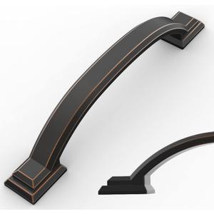 Amerdeco 10 Pack Oil Rubbed Bronze Cabinet Pulls 4 Inch(102mm) Hole Centers, Handles for Kitchen Cabinet Hardware, Arch Cabinet Handles for Bathroom Dresser Drawer Handles ZH0016