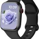 Patented Sport Silicone Band Compatible with Apple Watch Bands 40mm 38mm 41mm 42mm 44mm 45mm 46mm 49mm Women Men, Soft Waterproof Sport Strap for iWatch Bands Series 11 10 9 8 7 6 5 4 3 2 1 SE Ultra (Black)