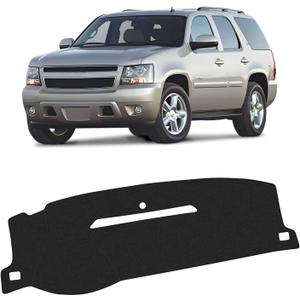 KUST Black Dash Cover for 2007-13 Chevy Chevrolet Silverado 1500 2500 3500 LTZ/Avalanche/GMC Sierra SLT Denali, 2007-14 Chevrolet Tahoe/Suburban/GMC Yukon XL (Only Fit One Glove Box Dashboard)