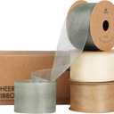 Vitalizart Organza Ribbon 1.5" x 30 Yd Cream White Rose Gold & Dusty Green Sheer Ribbons for Gift Wrapping Crafts Christmas Party Decor Bows Wedding Invitations Wreaths Bouquet