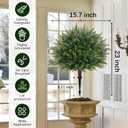 Waipfaru Artificial Plants Outdoor, 23'' Artificial Cedar Topiary with Ground Spike, UV-Resistant Fake Plants Fake Bushes for Outdoor Indoor Garden Front Porch Decor (4Pcs)