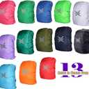 3 x Waterproof Backpack Rain Cover with Reflective Strip for Mountaineering, Traveling, Cycling, Camping and Outdoor (L:55-65L, Navy Blue)