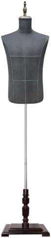 DamyTroso Male Dress Form, Male Mannequin Troso Body with Wooden Stand, Adjustable Height Clothing Manikin for Display and Sewing