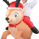 Inflatable Reindeer Costume Unisex Adult Riding Deer Suit Onesie Outfit Fancy Dress Elk Costumes Blow up Fun Outfit for Men and Women Holiday Party Cosplay Half Body