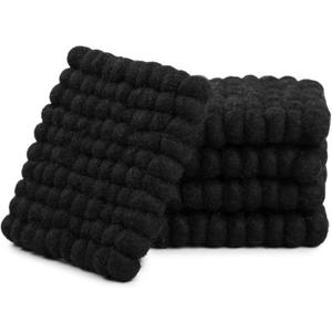 Square Felt Ball Coasters - 100% Merino Wool Table Coasters - Felt Coaster Pads, Absorbent Trivet for Drinks - Heat Resistant, Thick & Durable Hand Felted in Nepal by Woolygon- Multicolor - Set of 5 (Charcoal)