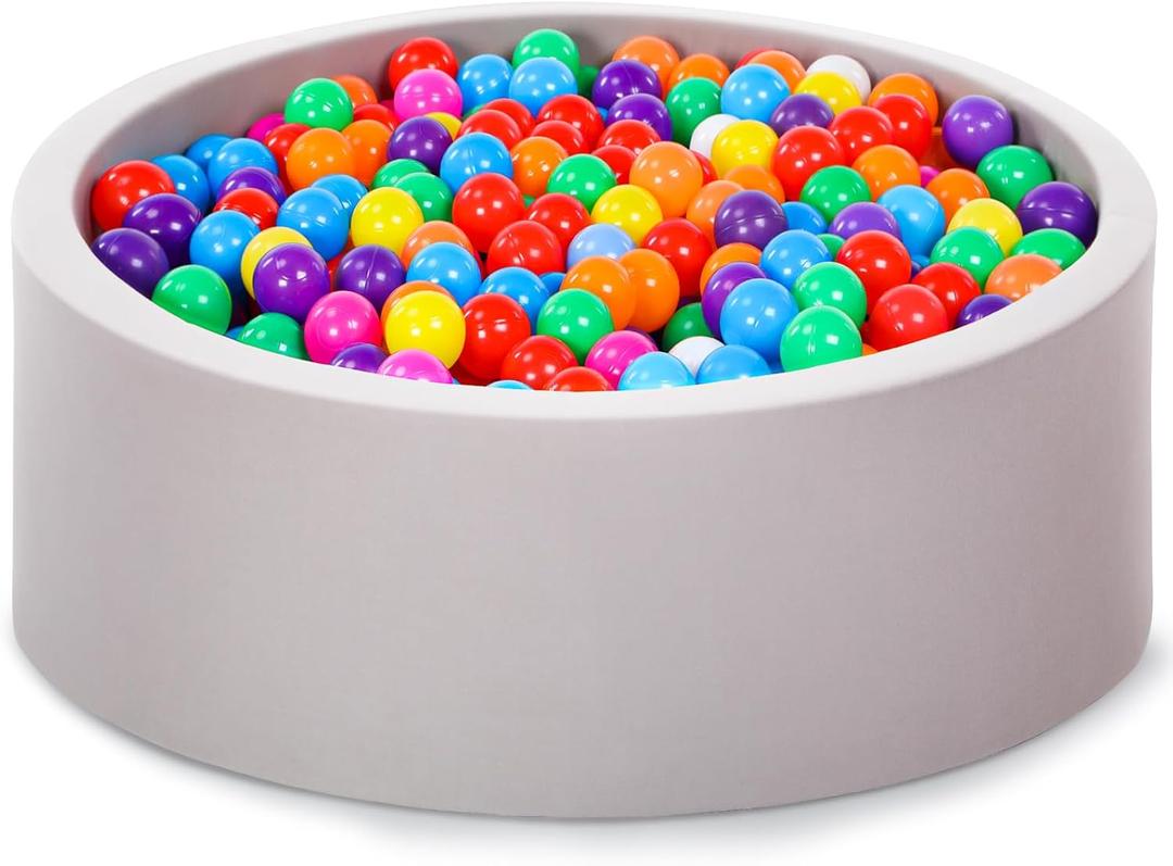 Wilwolfer Foam Ball Pit for Toddlers, Large Baby Ball Pit for Babies with Soft Memory Sponge, Indoor Outdoor Baby Playpen, Kids Play Ball Pool, Gift Toys for Infants Boys and Girls (Gray, NO Balls)