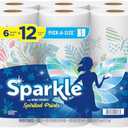 Sparkle Pick-A-Size Paper Towels, Spirited Print Design, 6 Double Rolls (660 Sheets Total) - Strong 2-Ply Towels for Kitchen Cleanup and Everyday Messes, Pack Of 2