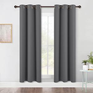 NICETOWN Bedroom Blackout Draperies Panels, Three Pass Microfiber Noise Reducing Thermal Insulated Solid Ring Top Window Curtains (Two Panels, 42 x 72 Inch, Gray) (Grey)