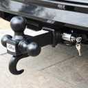 TOPTOW Trailer Hitch Tri-Ball Mount with Hook, Black Balls, with Lock, Fits for 2 inch Receiver