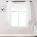 DONREN 144 Inches Long Window Scarf for Party - Luxury Soft Semi Sheer Scarf Valance for Wedding (1 Panel,White)