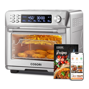 COSORI Smart 12-in-1 Air Fryer Toaster Oven Combo, Airfryer Convection Oven Countertop, Bake, Roast, Reheat, Broiler, Dehydrate, 75 Recipes & 3 Accessories, 26QT, Silver-Stainless Steel