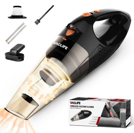 VacLife Handheld Car Vacuum Cleaner Cordless Lightweight Rechargeable with 2 Filters Orange
