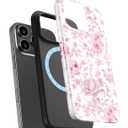 for iPhone 13 Pro Case Cute Wireless Charging Compatible Dual-Layer Shockproof Protection with Stylish Wildflower Design Protective Cover for Women - Romantic Pink Bloom