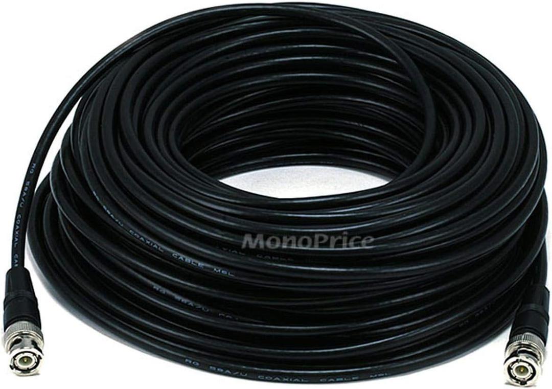 Video Cable - 100 Feet - Black | RG-58 and Transceiver Cable, 50 Ohm, 48 Percent Braided Aluminum Shielding