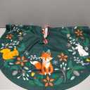 Cute Forest Animals Christmas Tree Skirt 36" Fox Rabbit Bishop Bird Tree Skirts Santa Mat for Mini Small Pencil Big X-Mas Tree Farmhouse Ornaments Decorations
