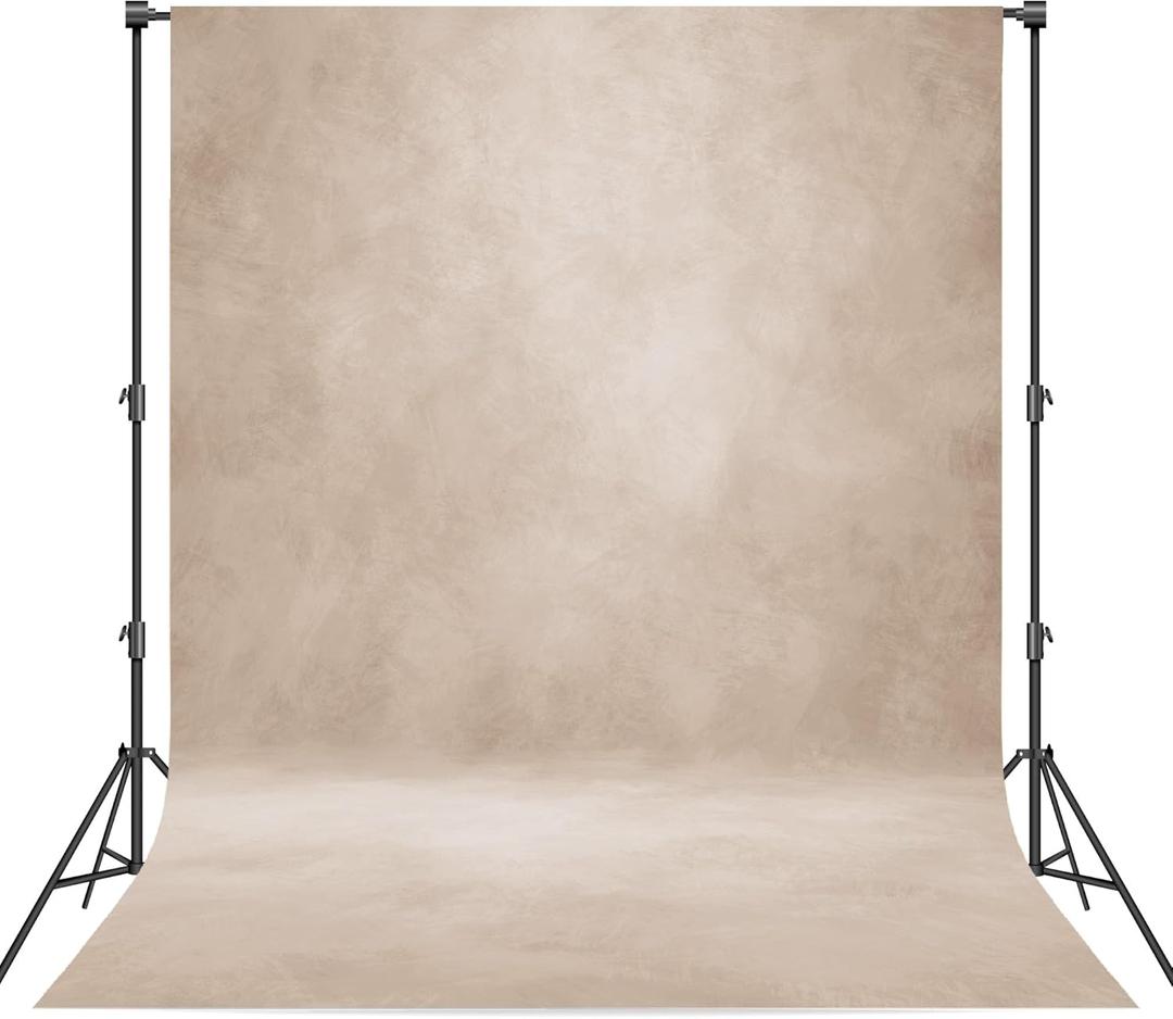 Abstract Professional Photography Backdrop for Portrait Photo Props Booth Background Photoshoot Studio with Polyester Fabric Roller Pocket on Top (8x10ft, Beige,No Stand)