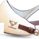 Lagano Softest Luxury Travel Pillow - Adjustable Easy to Clean Memory Foam Travel Neck Pillow - Ergonomic Airplane Travel Pillow - Best Airplane and Office Cervical Support Pillow (White and Brown)