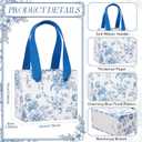 Ctosree 48 Pcs Blue Floral Mini Gift Bags Bridesmaid Small Gift Bags with Handle 4.72 x 2.36 x 3.94 Inches Flower Party Goodie Paper Bag for Bridal Baby Shower Party Wedding Birthday Favor Wrapping