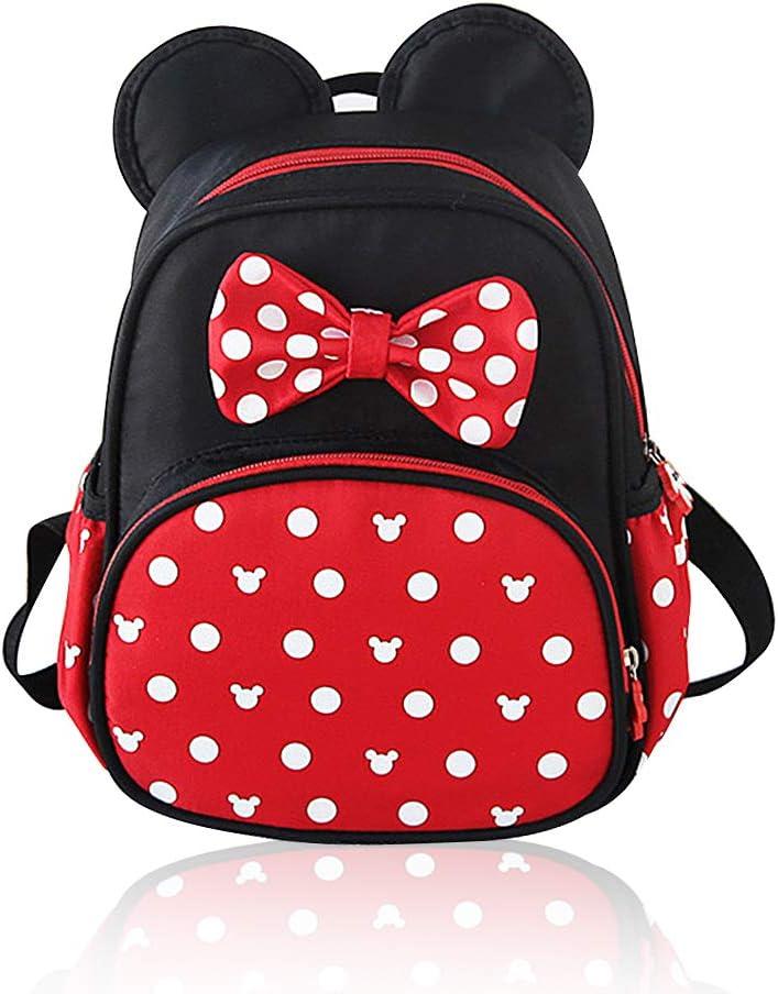 Voikukka Mini Backpack for Girls Toddler Bookbag Small Cute Kids Backpacks for Toddler Backpack Baby Daycare Bag Little Girl Backpacks Child Kindergarten Book Bags Mouse Toys Travel Accessories (11 x 8.5 inch, Black)