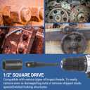 MABLEVI 13 PCS Bolt Extractor Set, 1/2" Drive Impact Lug Nut Remover Socket Tool with Center Punch Bar for Damaged, Frozen, Studs, Rusted, Rounded-Off Bolts & Screws