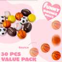JOYIN 30 Packs Valentines Day Gift Card with Sport PU Balls, Mini Sports Ball Sqishy toy Foam for Classroom Exchange Gift for Kids, Holiday Party Favor Toys, Reward Prizes, Stress and Anxiety Relief