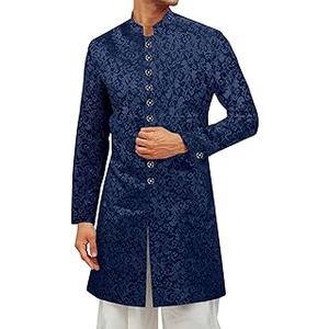 Runcati Mens Kurta Sherwani Coats Kaftan Indian Ethnic Royal Suits Mandarin Collar Wedding Festive Party Blazer XL