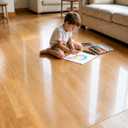【16 Anti-Slip Stickers Included】3'×5' Clear Rug Protector Mat, Waterproof Vinyl Rugs for The Floor, Wipeable Vinyl Floor Mat for Under High Chair , Non Slip Clear Floors Protector for High Traffic