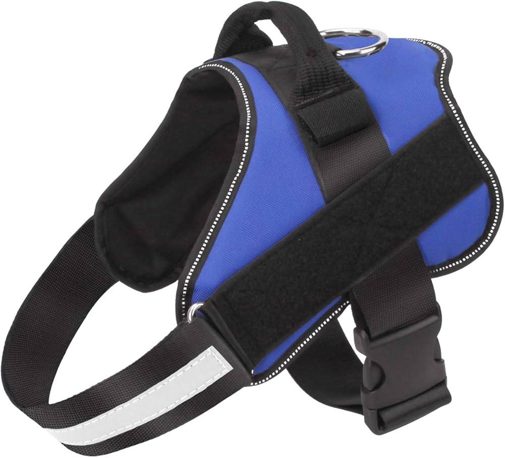 Dog Harness, No-Pull Reflective Dog Vest, Breathable Adjustable Pet Harness with Handle for Outdoor Walking - No More Pulling, Tugging or Choking (Blue, S)